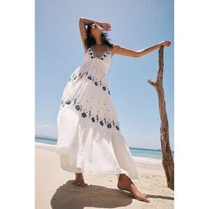 Free People Real Love Embroidered Tiered Maxi Dress NWT Small